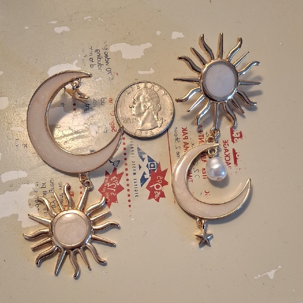 Torrid Gold and White Celestial Earrings